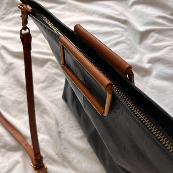 UPPDOO Black Tote Leather Bag Purse - Picture 2 of 8